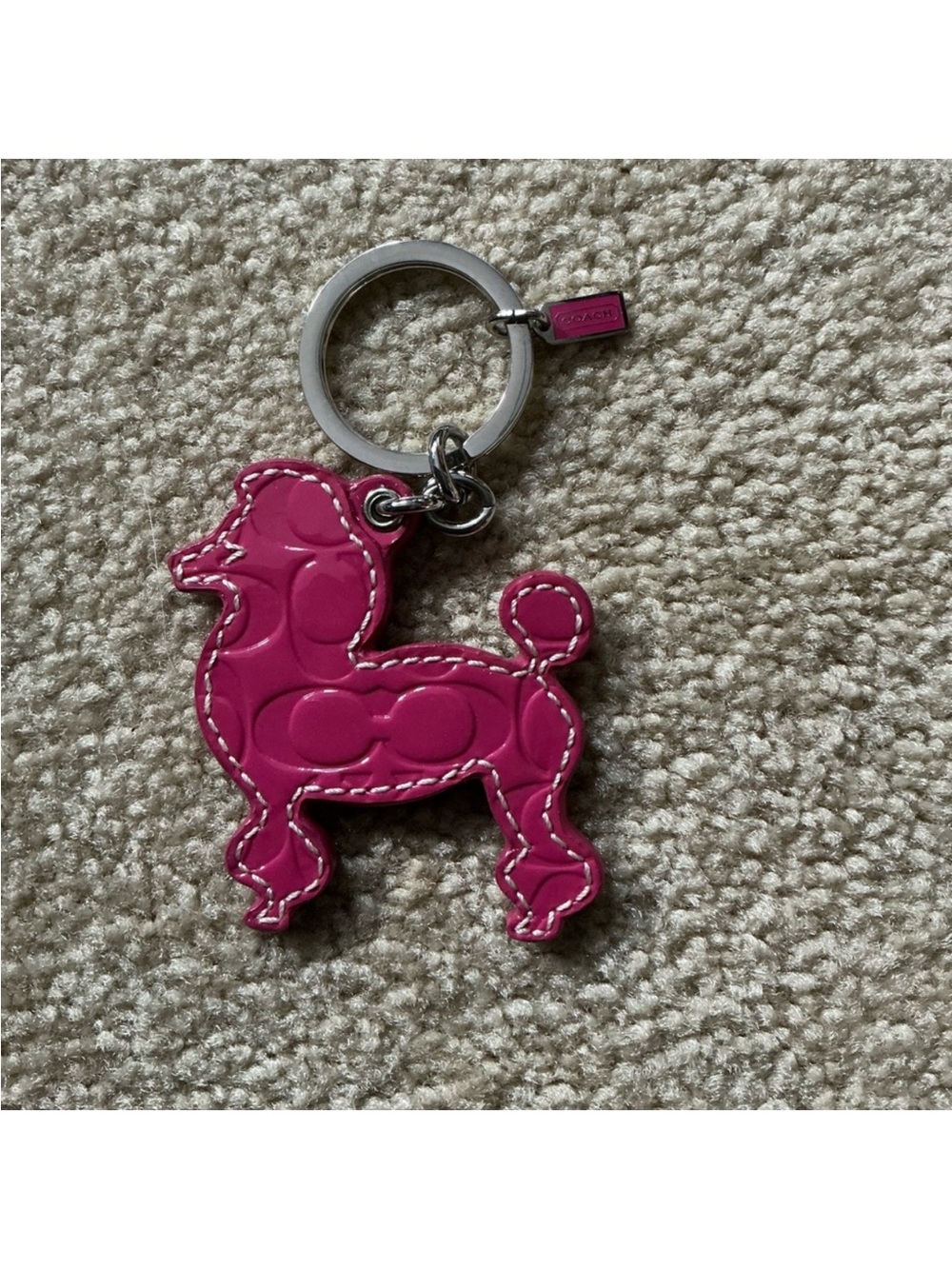 Coach Pink Poodle Leather Key Charm